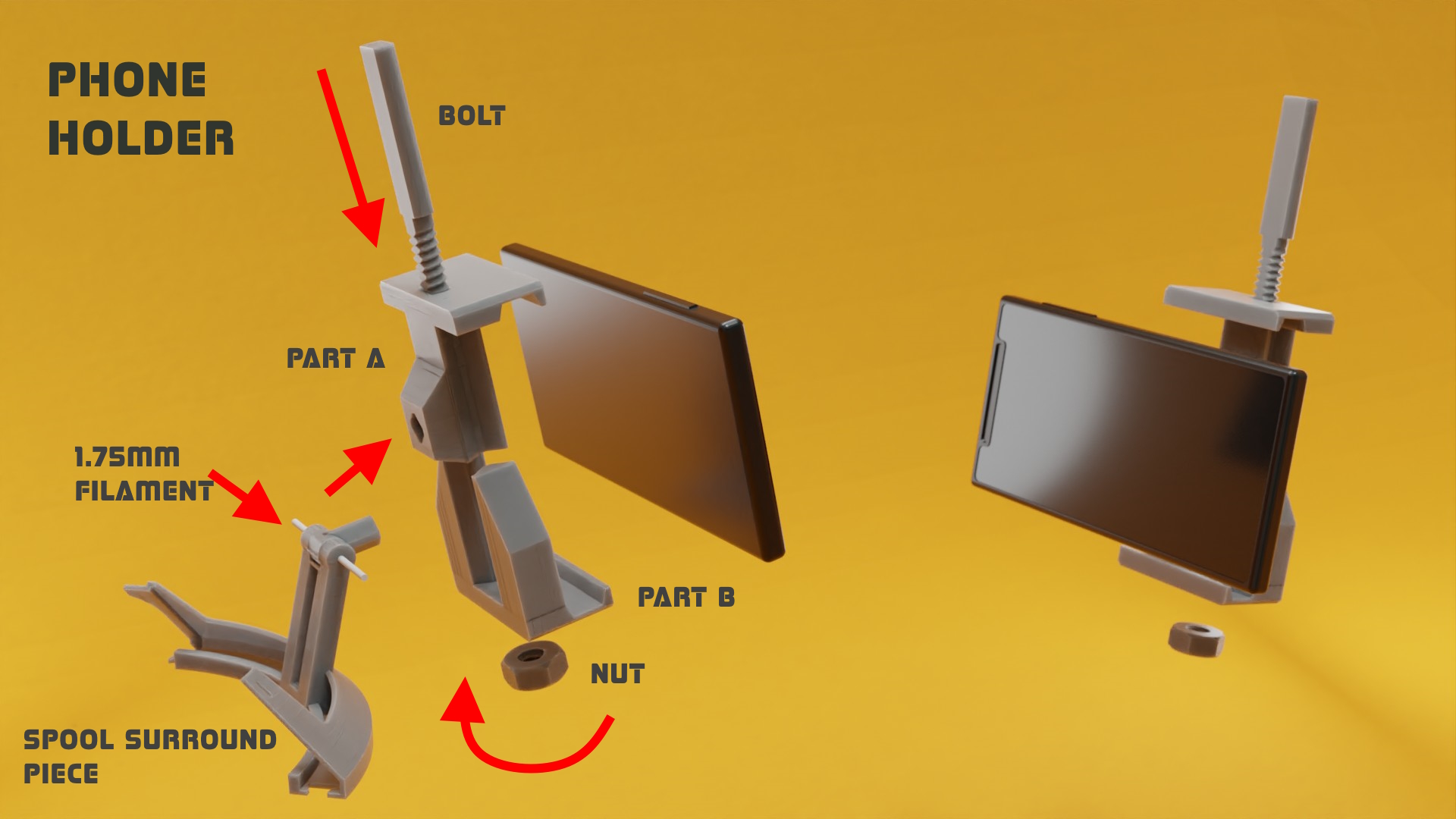 3D render of the Phone Holder